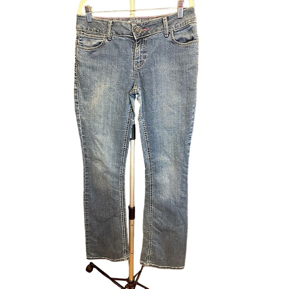 Used Wrangler Booty Up Ladies American Royal Low Rise Dark Stonewash 10MWZAR - Picture 1 of 10